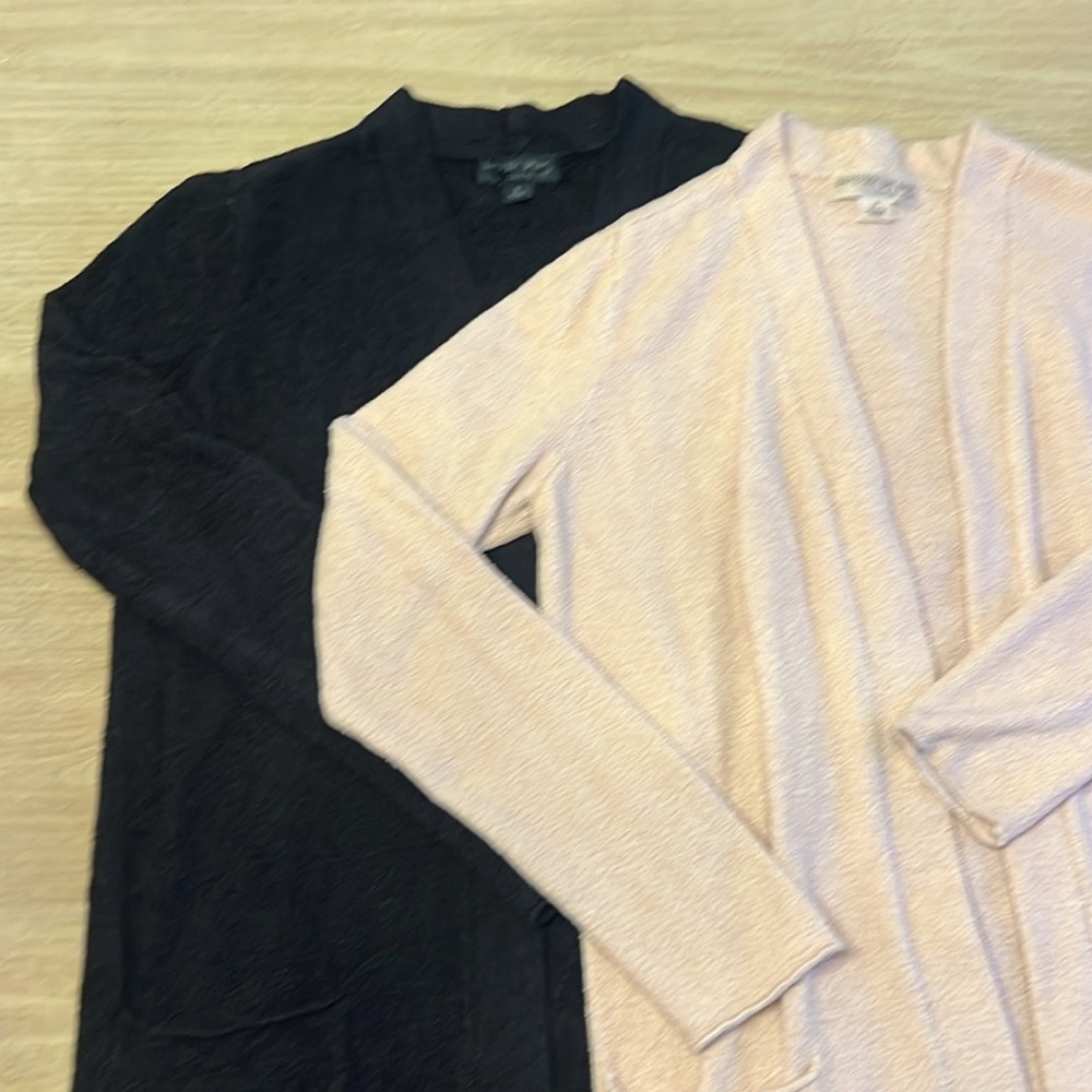 Set of 2 Barefoot Dreams Cozychic Lite Cardigan. Small. Blush Pink & Black.
